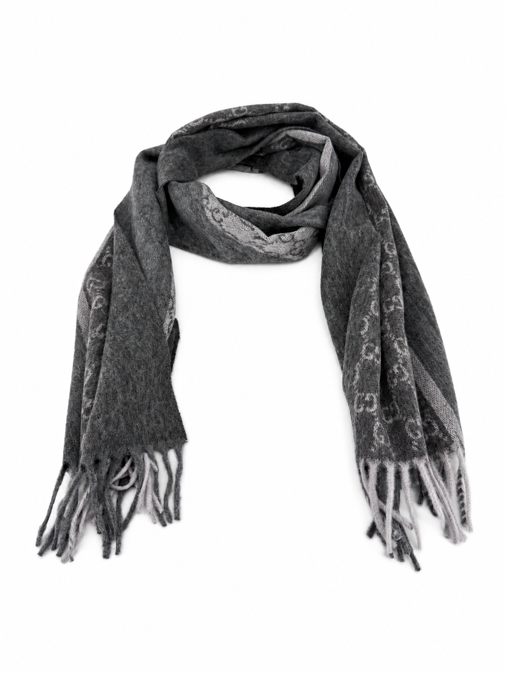 Écharpe GG en cachemire – Gris anthracite