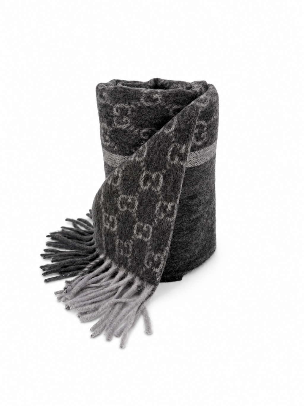 Écharpe GG en cachemire – Gris anthracite