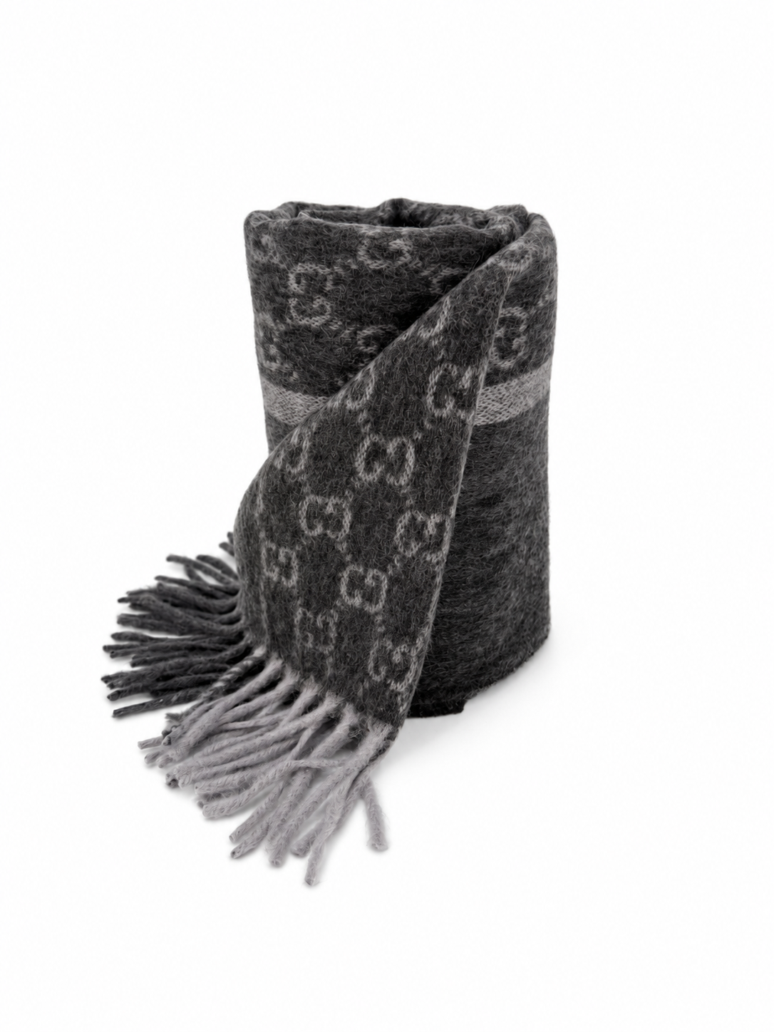 Écharpe GG en cachemire – Gris anthracite