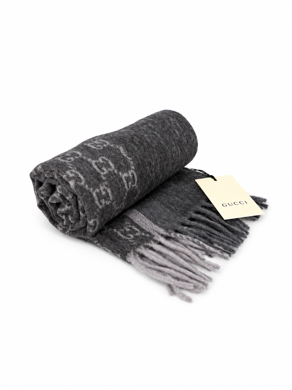 Écharpe GG en cachemire – Gris anthracite