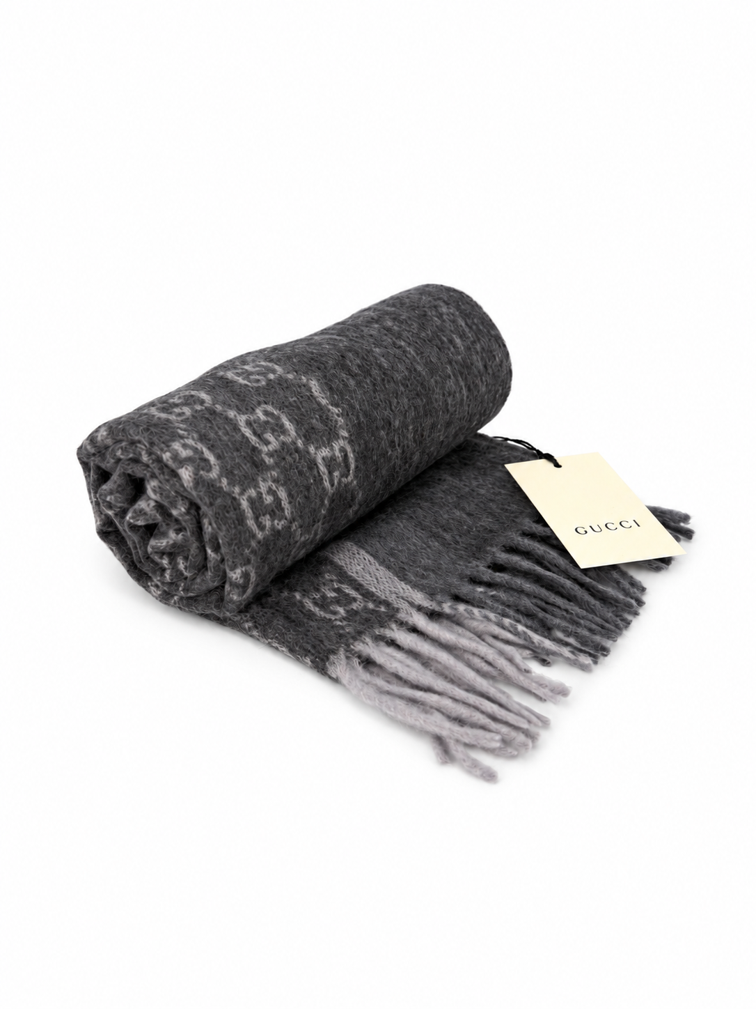 Écharpe GG en cachemire – Gris anthracite