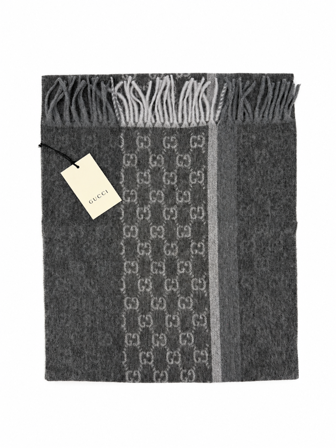 Écharpe GG en cachemire – Gris anthracite
