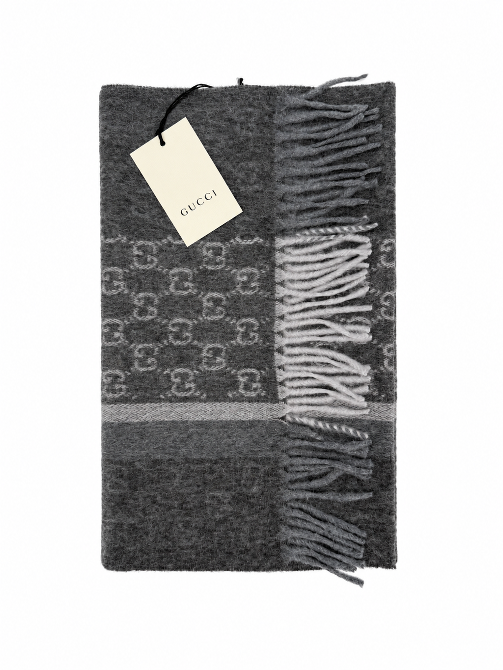 Écharpe GG en cachemire – Gris anthracite