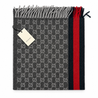 GG Cashmere Scarf – Charcoal & Navy