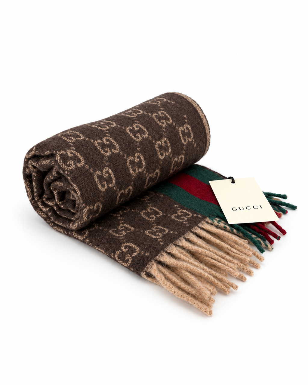 GG Cashmere Scarf – Brown & Beige