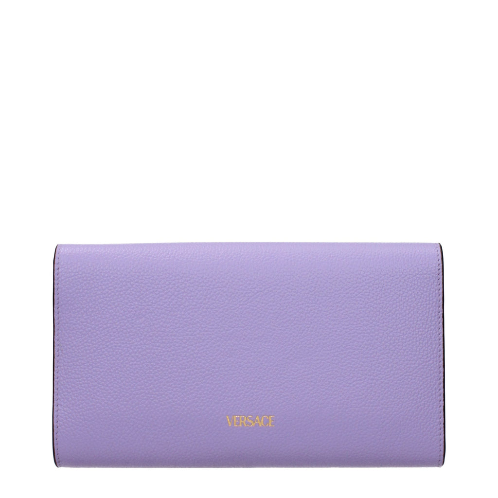 Purple Leather Clutch Bag