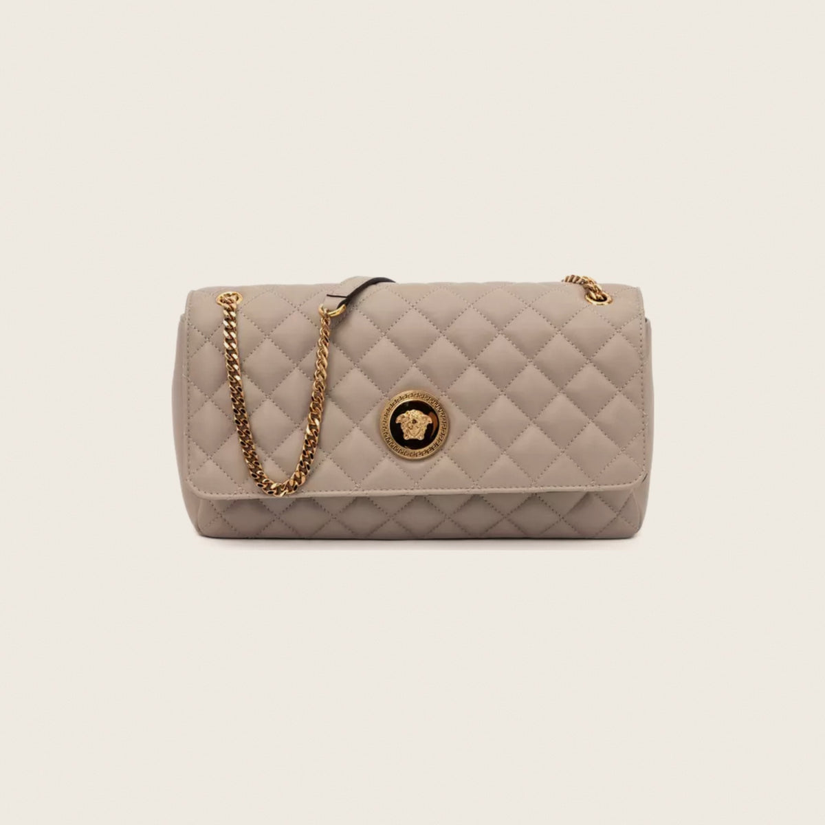 Quilted Medusa Shoulder Bag – Taupe