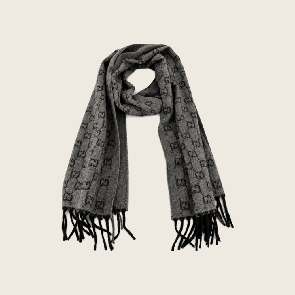 GG Cashmere Scarf – Grey & Black