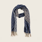 GG Cashmere Scarf – Blue & Beige