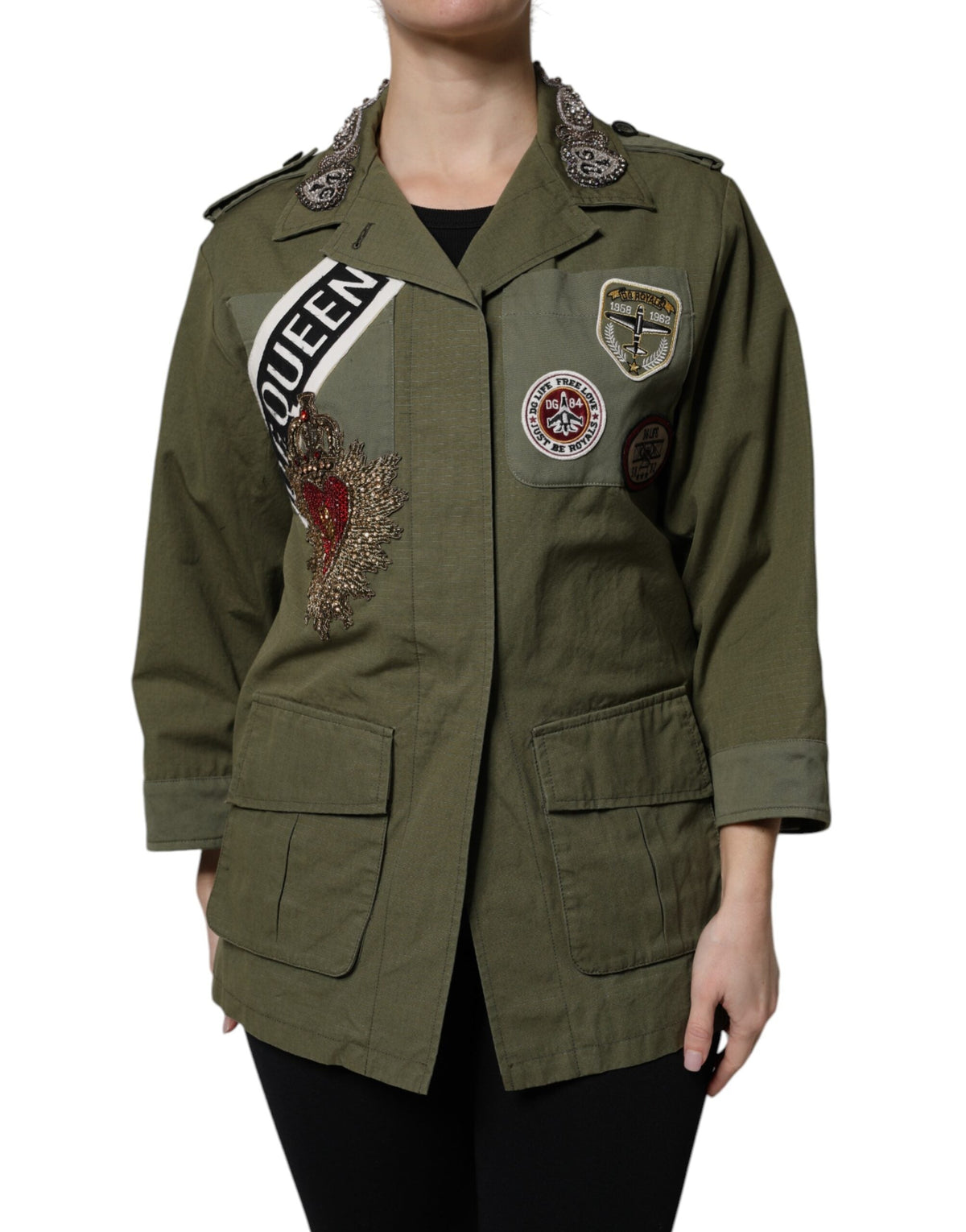 Veste en coton olive et vert