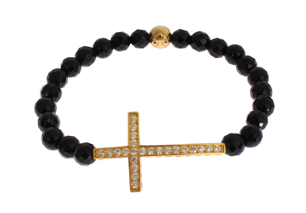Cross Bracelet – Black Agate