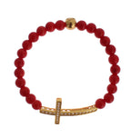 Cross Bracelet – Red Coral