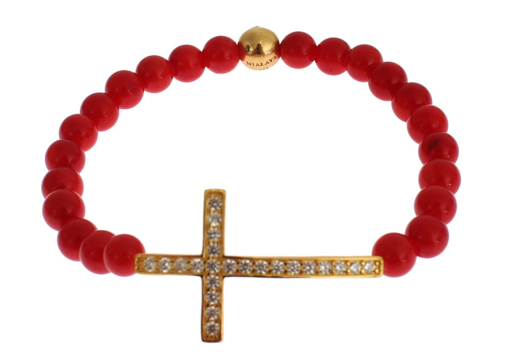 Cross Bracelet – Red Coral