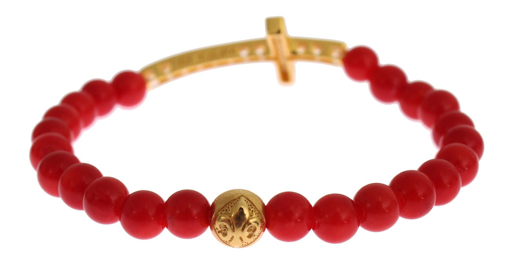 Cross Bracelet – Red Coral