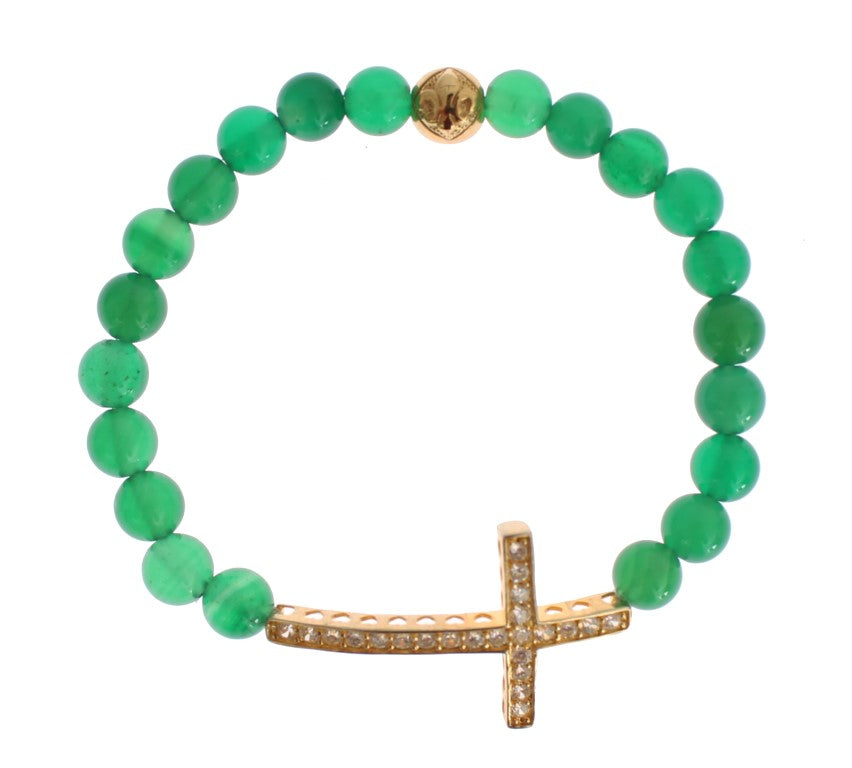 Cross Bracelet – Green Jade