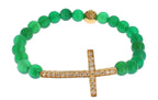 Cross Bracelet – Green Jade