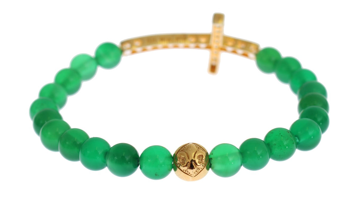 Cross Bracelet – Green Jade