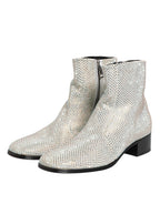 Crystal Ankle Boots – White