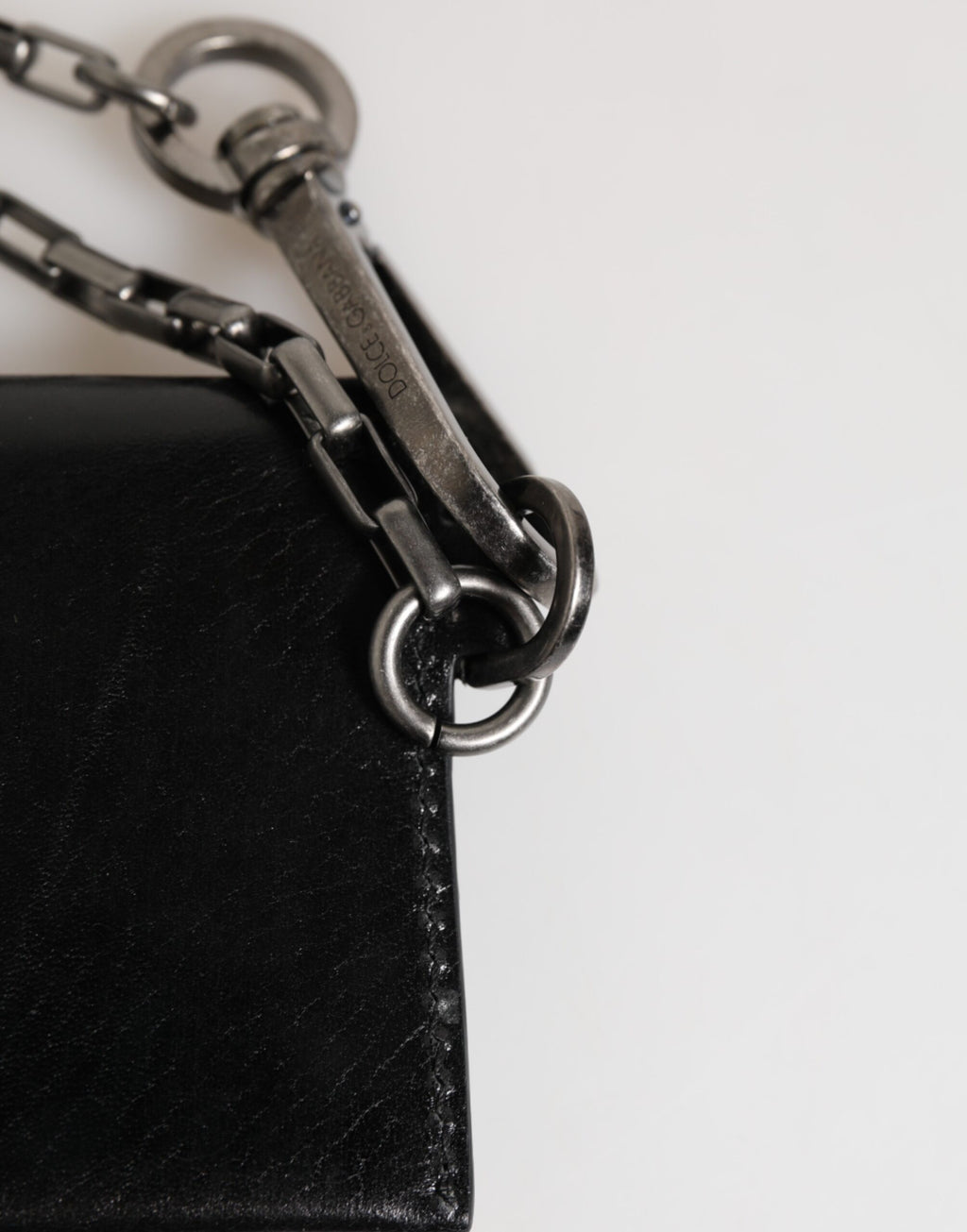 Chain Leather Card Holder – Black