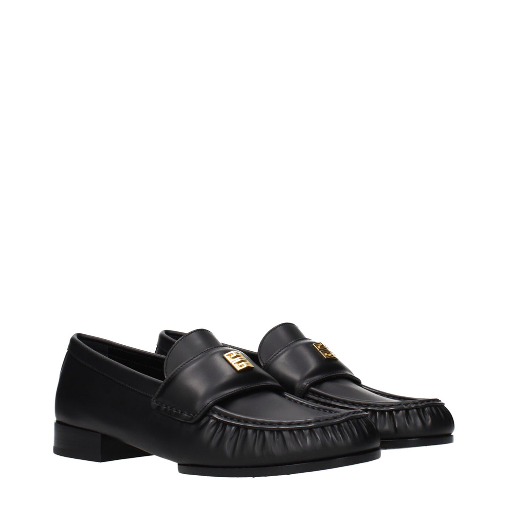 Mocassins noirs en cuir à enfiler