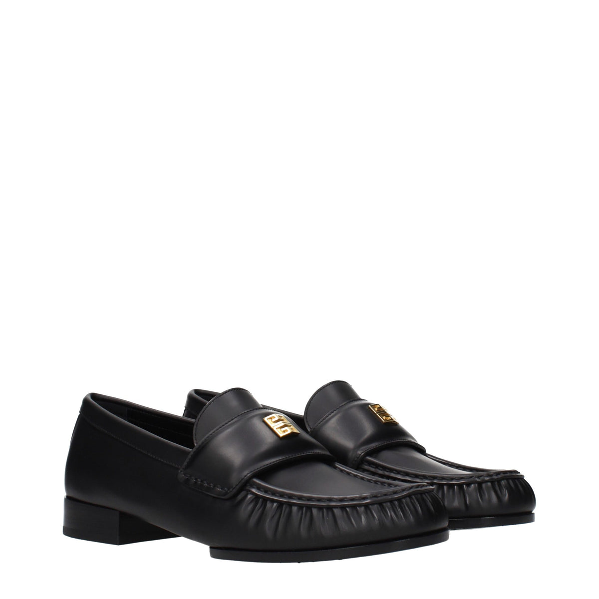 Mocassins noirs en cuir à enfiler