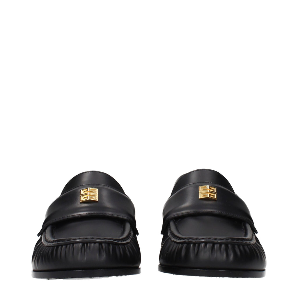Mocassins noirs en cuir à enfiler