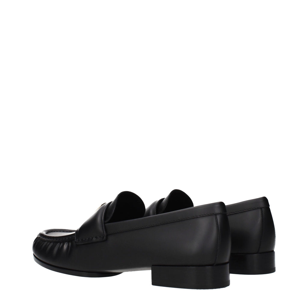 Mocassins noirs en cuir à enfiler