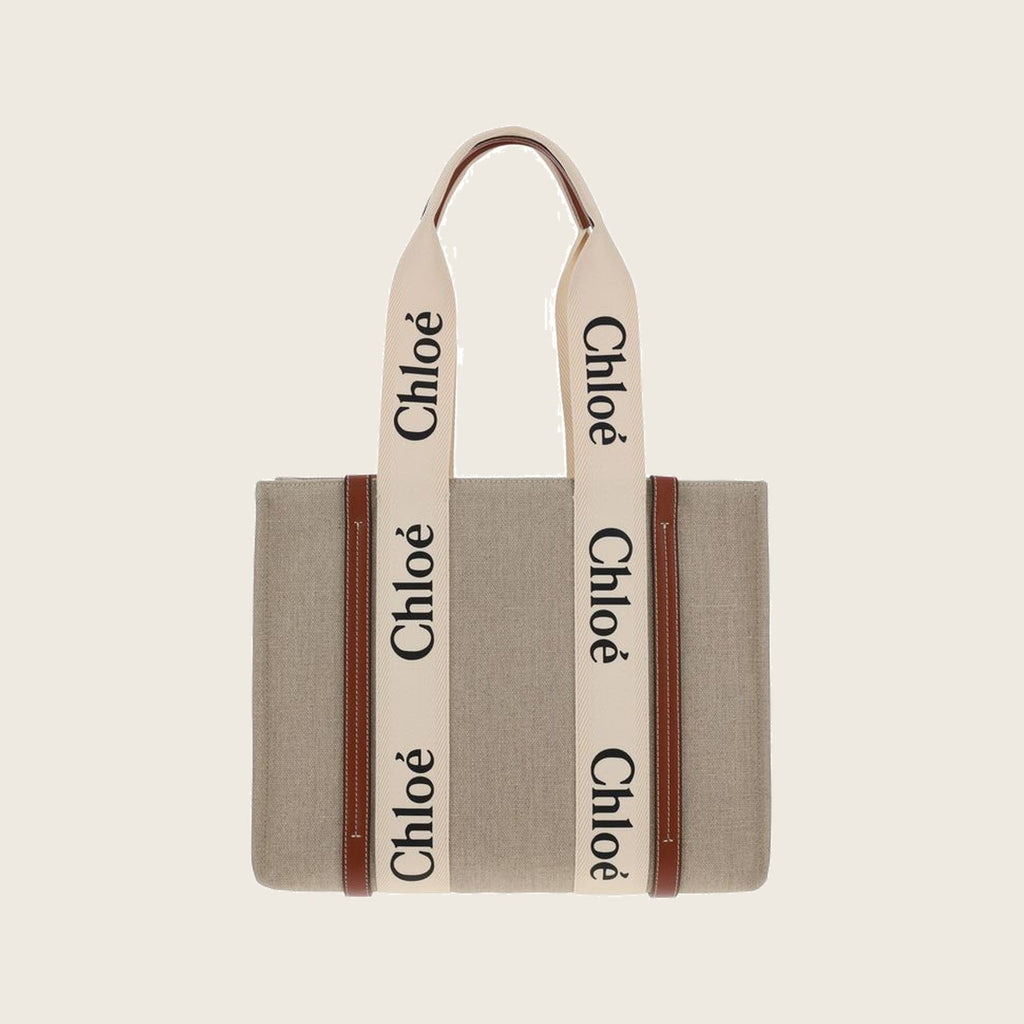 Woody Linen Handbag – Beige