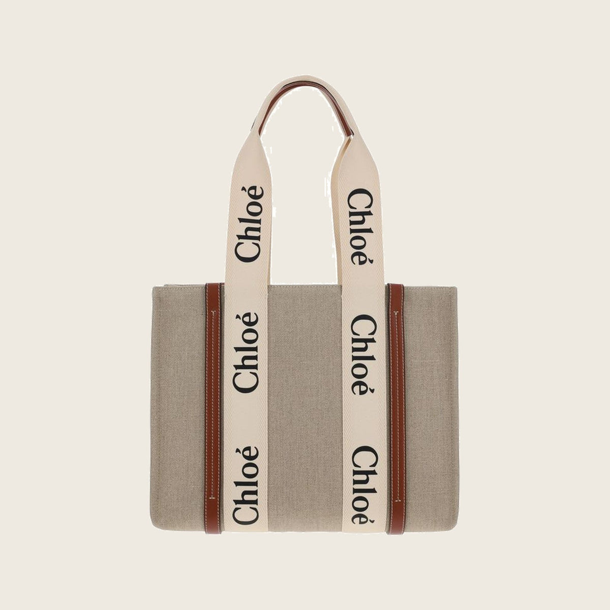 Woody Linen Handbag – Beige