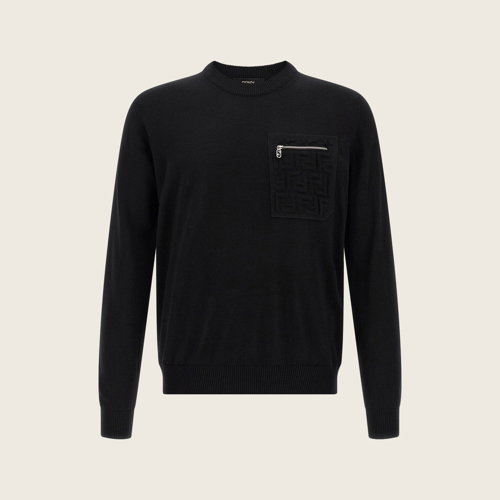 FF Virgin Wool Cardigan – Black