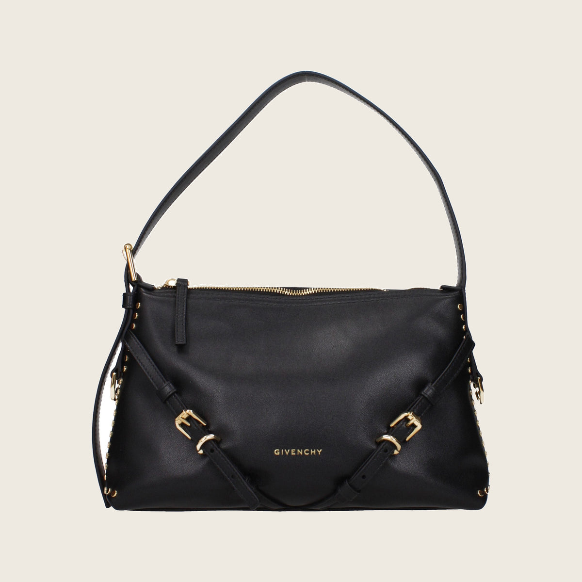 Leather Shoulder Bag – Black