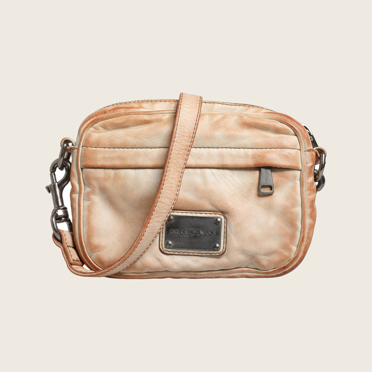 Logo Lambskin Shoulder Bag – Beige