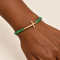 Cross Bracelet – Green Jade