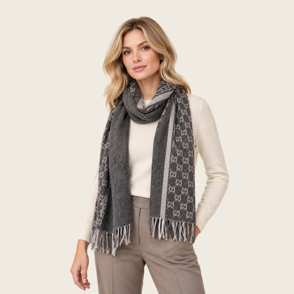 GG Cashmere Scarf – Charcoal