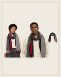 GG Cashmere Scarf – Charcoal & Navy