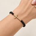 Cross Bracelet – Black Agate
