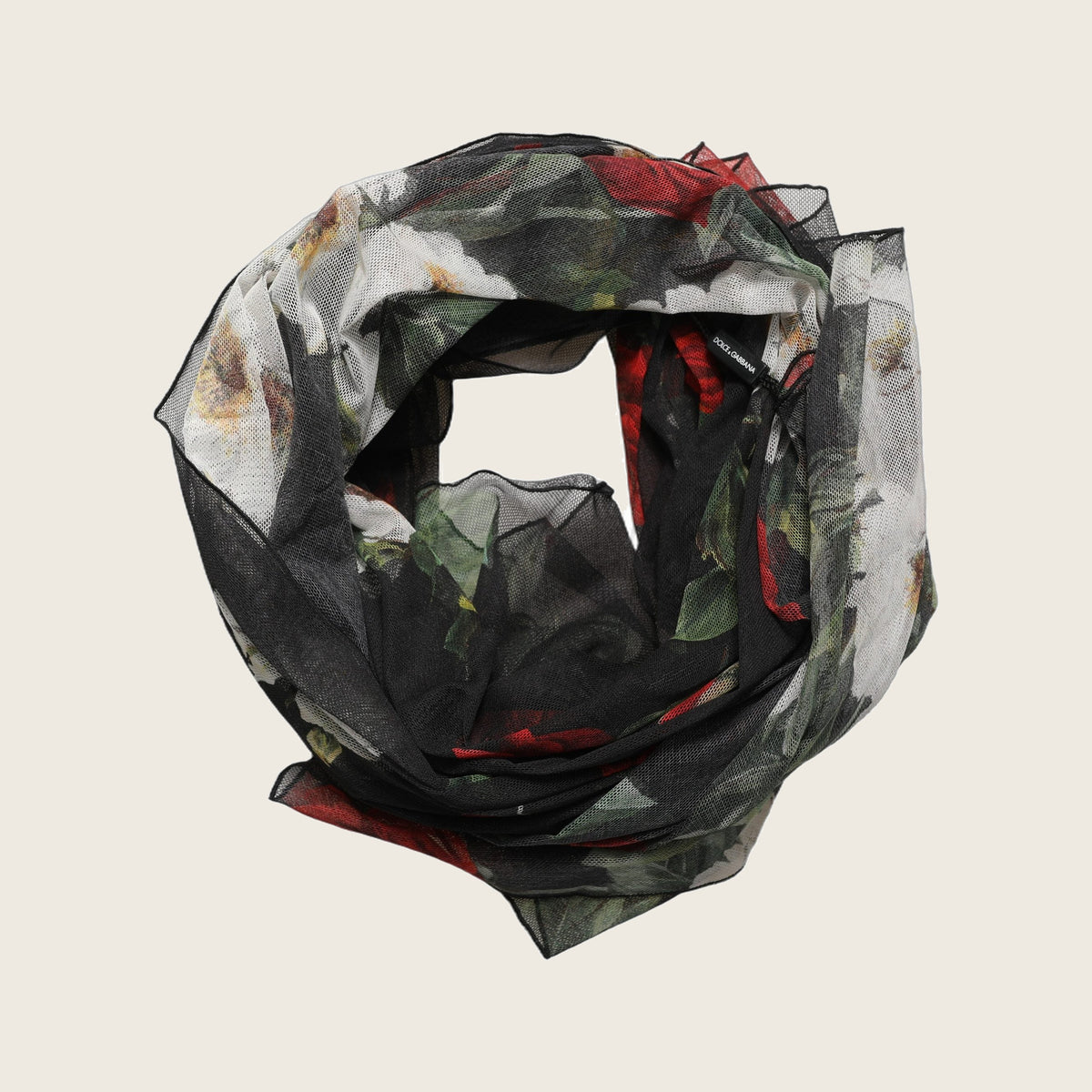 Floral Cotton Stole – Black