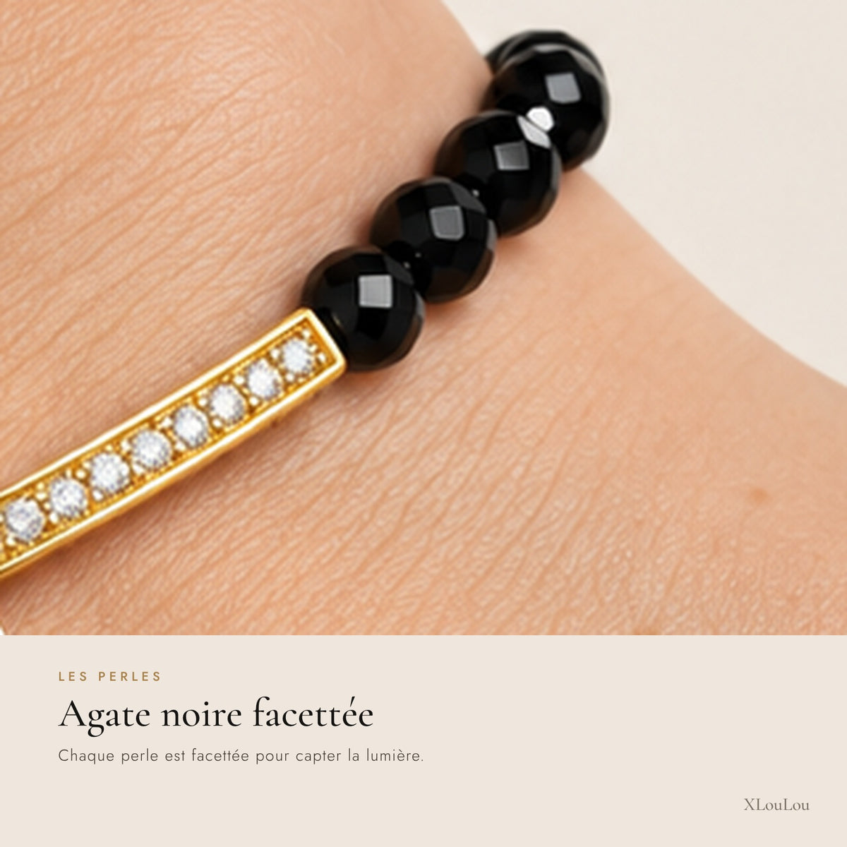 Cross Bracelet – Black Agate