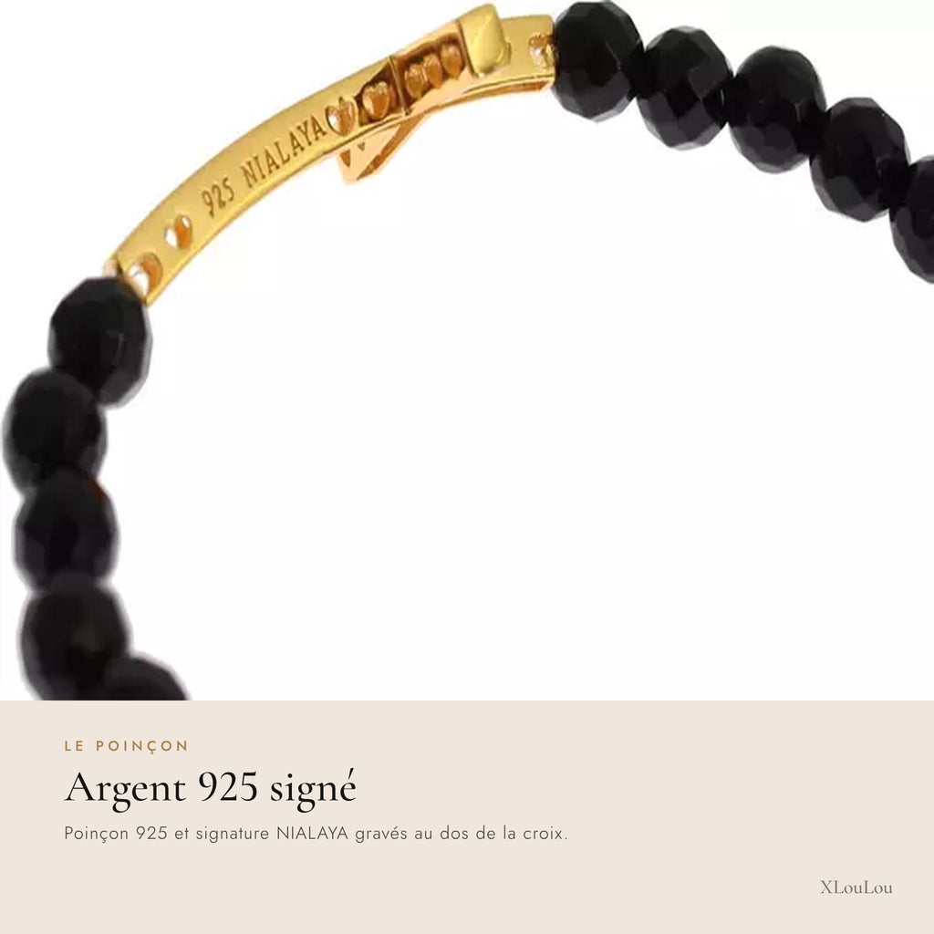 Cross Bracelet – Black Agate