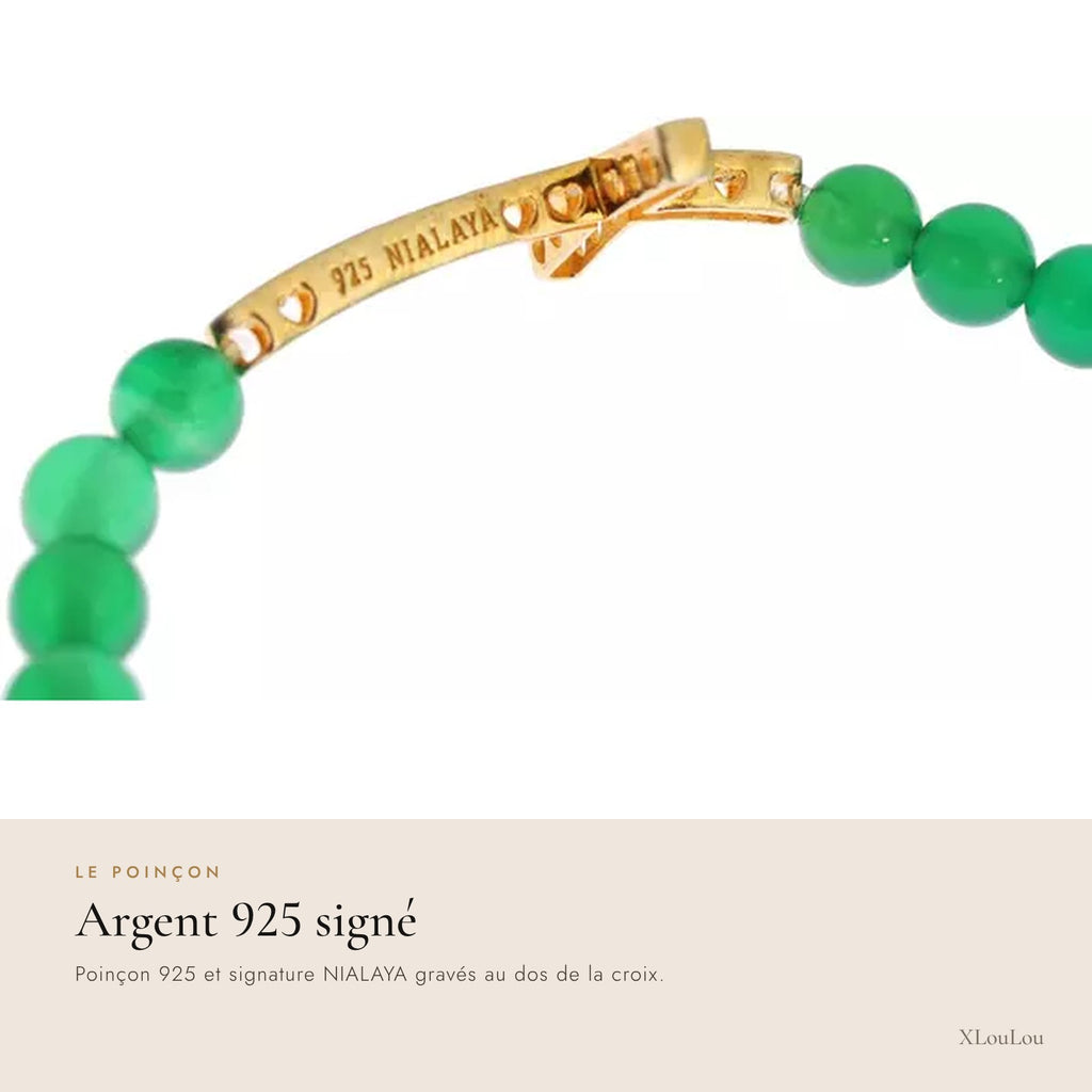 Cross Bracelet – Green Jade